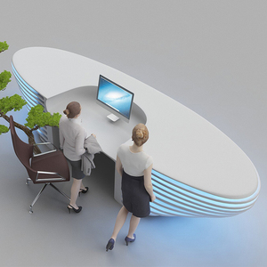 Hình bầu dục trứng <span class=keywords><strong>Shape</strong></span> Glossy màu trắng dịch <span class=keywords><strong>v</strong></span>ụ truy cập LED thiết kế <span class=keywords><strong>v</strong></span>ới logo tiếp nhận bàn chào đón - Product Image 3