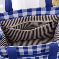 Sac fourre-tout à carreaux de capacité moyenne en tissu imperméable avec doublure TC, taille personnalisable pour les trajets quotidiens et comme sac à lunch