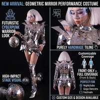 Nouvelle tenue de guerrier futuriste miroir argenté pour femme, costume de danseuse cyberpunk pour spectacle sur scène, tenue de spectacle en boîte de nuit, bar, pour adultes