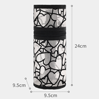 Trousse de Maquillage Cylindrique en Maille 2026, Organisateur de Pinceaux Géométrique, Fermeture Éclair, Étui de Voyage Léger et Respirant