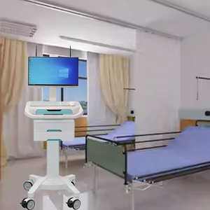 รถเข็นแพทย์แบบพกพาพร้อมแบตเตอรี่ถอดออกได้สองชั้นสำหรับคอมพิวเตอร์ทางการแพทย์สถานีเวิร์กสเตชันมือถือ - Product Image 3