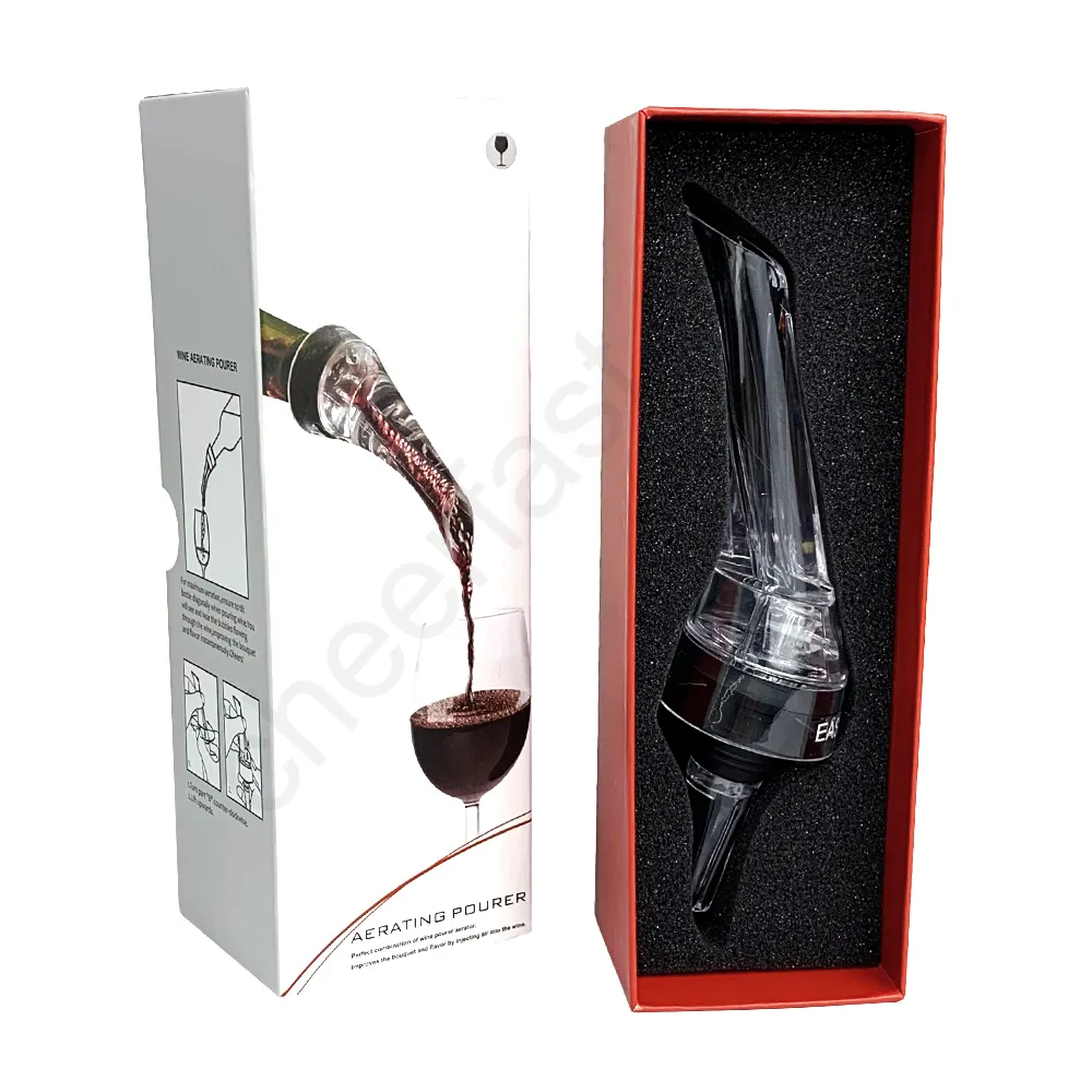 Supporto per aggiungere il tuo Logo Decanter aeratore per vino rosso Designer classico Set regalo beccuccio Premium versatore di vino in plastica