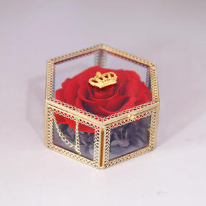 Eternal Flower Rose Hexagonal Crown Metal Edge Glass <b>Gift</b> <b>Box</b> Valentine's Day Mother's Day Hand <b>Gift</b> - Product Image 2