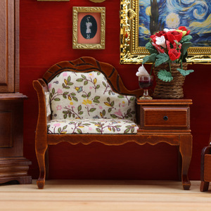 Chaise longue multifonctionnelle en bois massif <span class=keywords><strong>de</strong></span> style européen pour <span class=keywords><strong>maison</strong></span> <span class=keywords><strong>de</strong></span> poupée 1:12, mobilier miniature à l'échelle, pour chambre <span class=keywords><strong>de</strong></span> loisirs et <span class=keywords><strong>repos</strong></span>. - Product Image 6
