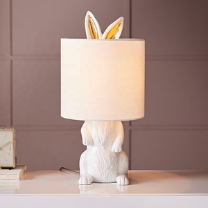 Christmas Cute Resin Rabbit Creative Table Small <b>Lamp</b> with Gold White Color for Birthday Gift - Product Image 5