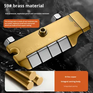All-Copper Modern Exposed Hot/Cold Mixer <strong>Valve</strong> <strong>Shower</strong> Set Slide <strong>Bar</strong> Wall Mount Jet Spray Household <strong>Shower</strong> Faucet Head Unit - Product Image 4