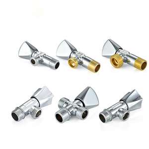 Échantillon gratuit 2 voies Design chromé 1/2 pouces robinet salle de bain eau en laiton vannes d'angle salle de bain cuisine accessoires <span class=keywords><strong>accer</strong></span> - Product Image 4