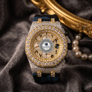 Montre chronographe de luxe en strass, cadran analogique rond de 41mm, bracelet en acier inoxydable, montre à Quartz pour hommes LOISTA - Product Image 3