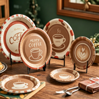 Assiettes en papier jetables de style luxe léger pour fêtes et célébrations d'anniversaire