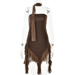 Vestido sin Tirantes Estilo Europeo Americano, Espalda Descubierta, Cintura Ajustada, Falda Corta, Ropa de Fiesta, Transpirable, Informal - Product Image 5