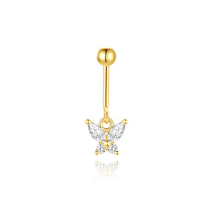 Petit piercing arrière de 3 mm en argent sterling S925 avec zircon papillon pour femmes - Product Image 1