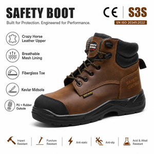 <span class=keywords><strong>Scarpe</strong></span> Antinfortunistiche CE S3S in Pelle Crazy Horse con Puntale in Fibra di Vetro, Antiscivolo e Resistenti all'Olio - Product Image 6