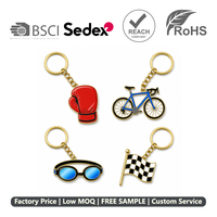 Porte-clés personnalisé en métal émaillé avec logo sur mesure : Gant de boxe, Vélo, Lunettes de natation, Drapeau à damier, Pendentif de course