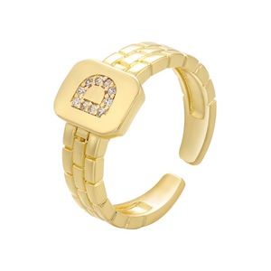 Nuevo Anillo Ajustable de Cobre con Baño de Oro y Circonitas, Diseño de Letra Inicial, Joyería de Moda al por Mayor - Product Image 6