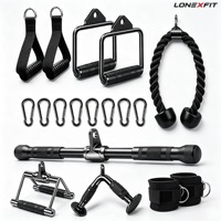 Poignée double D réglable en acier chromé robuste pour barre en V, poignée moletée pour machine de musculation, accessoires de gym