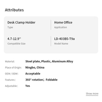 Support de tablette et de téléphone en aluminium à bras long rétractable, rotatif à 360°, à angle réglable, flexible et écologique pour la maison, le bureau et le lit