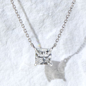 Collar de Diamantes Princesa en Oro Blanco de 9K, Modelo MSN-954 de Messi Jewelry, Disponible en Existencia - Product Image 1