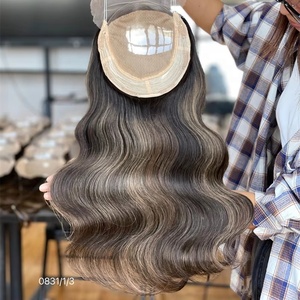 Customized 2025 Shy Wholesale 100% Female Human <b>Hair</b> <b>Toppers</b> 20 Inch 5x5 Lace Front 8x8 <b>Topper</b> for White <b>Women</b> - Product Image 1