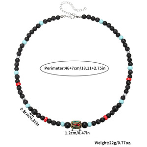 قلادة عصرية جديدة من أحجار الخرز الطبيعي المقلدة بنمط عرقي للرجال قلادة من حجر الترقوة بحبة التبت - Product Image 6