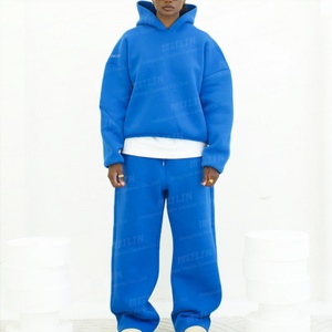 Ensemble survêtement personnalisé surdimensionné et ample (pantalon de jogging et sweat à capuche) – Fabricant de tenues de sport vierges et unies en molleton épais - Product Image 1