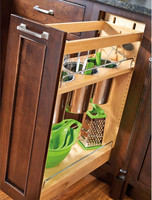 Tiroir de cuisine sous la base de l'évier, support à épices, porte-ustensiles, étagères coulissantes utilitaires, organisateur d'armoire en bois