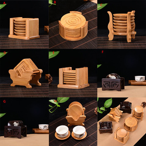 Bamboo Teacup Holder <b>Tea</b> Coaster <b>Set</b> Round Square Irregular Shapes For <b>Tea</b> <b>Set</b> Accessories - Product Image 1