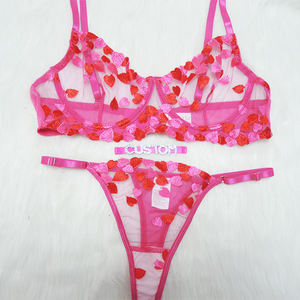 Ensemble de lingerie érotique pour la Saint-Valentin 2025, DIY, <span class=keywords><strong>femmes</strong></span> <span class=keywords><strong>matures</strong></span>, lettres en strass, string, chemise de nuit, pyjama, ensemble de soutien-gorge brodé en forme de cœur - Product Image 3