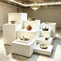 Lot de 9 présentoirs cubes portables modernes en acrylique blancs pour buffet, mariage et fête, pour aliments et boissons
