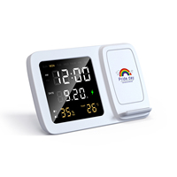 Multifunctionele draadloze oplader Draadloos opladen Telefoonstandaard met vochtigheid/temperatuur/kalender