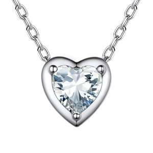Collana con Ciondolo a Cuore in Cristallo, Argento 925 Placcato Rodio, Catena con Chiusura a Griffe, Unisex, Romantica per Uso Quotidiano - Product Image 1