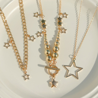 3 pièces de chaînes de perles superposées séparables avec pendentif étoiles pour femmes Trendy Ladies Accessories on Neck Fashion Jewelry