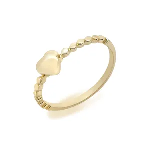 Đồ trang sức 14k vàng thật Nhẫn hình trái tim vàng độ tinh khiết ngón đeo nhẫn cho phụ nữ