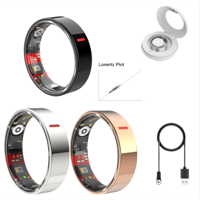 Health Smart Ring Sleep Tracker Fitness Heart Rate Blood Pressure Steel App Control Waterproof for Men Women Smart Finger Ring