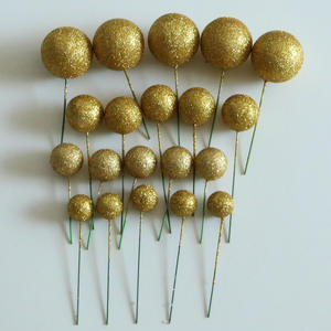 Paquete <span class=keywords><strong>de</strong></span> 20 Adornos y Decoraciones para Pastel <span class=keywords><strong>de</strong></span> <span class=keywords><strong>Cumpleaños</strong></span> con Bolas Redondas Doradas y Plateadas con Purpurina - Product Image 2
