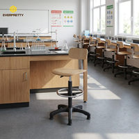 Chaise ergonomique de laboratoire avec siège en bois et repose-pieds pour laboratoire scolaire, atelier et bureau