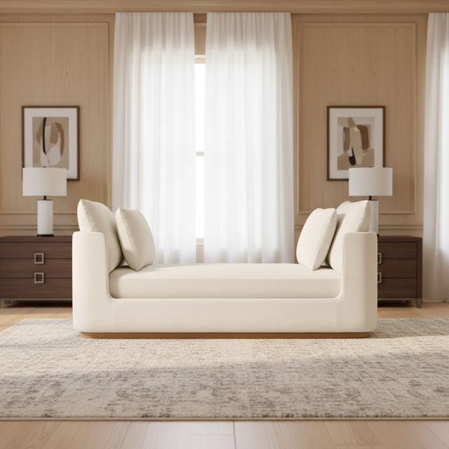New Design Indoor Travertine Daybed Furniture Customize Modern Style Reeded Stone Fabric Daybed