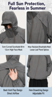 Veste de protection solaire UV UPF 50+ unisexe pour la course à pied, le cyclisme, la randonnée, la plage, le bord de mer, la campagne, la prairie, la côte, le parc, la rue