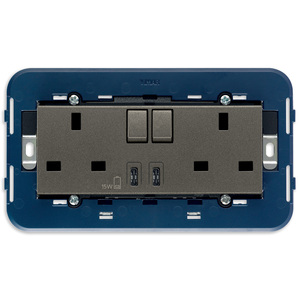 Vimar Dual <b>Socket</b> <b>With</b> <b>Usb</b> C Ports 15W Metal Frame For Wall Installation - Product Image 1