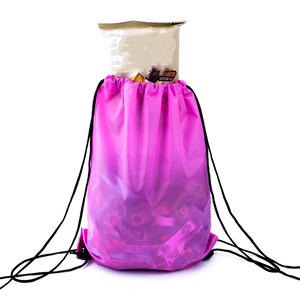 Custom Logo Polyester Drawstring Sports Backpack Bulk Gym Bag Lightweight Nylon Promotional Gift Bag