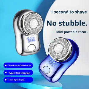 <span class=keywords><strong>Afeitadora</strong></span> eléctrica portátil mejorada, 20 cuchillas, hoja grande de doble anillo, pantalla de alimentación Digital USB para el hogar facial - Product Image 6