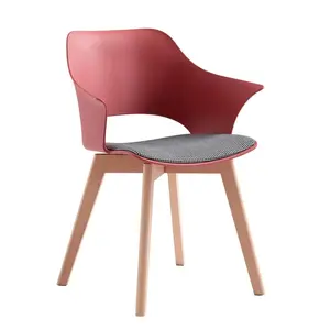 Factory Wholesale Price Hotel Plastic Dining Chairs Wooden Leg Modern Living Room Chairs