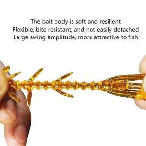 Appâts de pêche souples OEM 7cm/1.7g, appâts de pêche souples en forme de crevette, appâts souples en forme de homard, appâts souples à double queue flottants, montage Ned, bar de mer, eau salée - Product Image 6