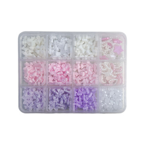 12 Grilles d'accessoires mixtes pour nail art : nœuds, résine, DIY, cœurs, perles, étoiles – Matériaux polyvalents pour ongles, modèle à poser - Product Image 5