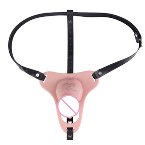Wholesale Realistic Hollow <b>Dildo</b> Chastity Cage Silicone Abstinence Penis Ring Male Cock Lock Gay Penis Bondage Match Lock Belt - Product Image 2