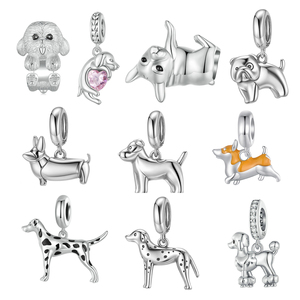 Stylish and <b>cute</b> puppy charm in S925 sterling silver suitable for DIY <b>bracelets</b> and pendants for women - Product Image 1