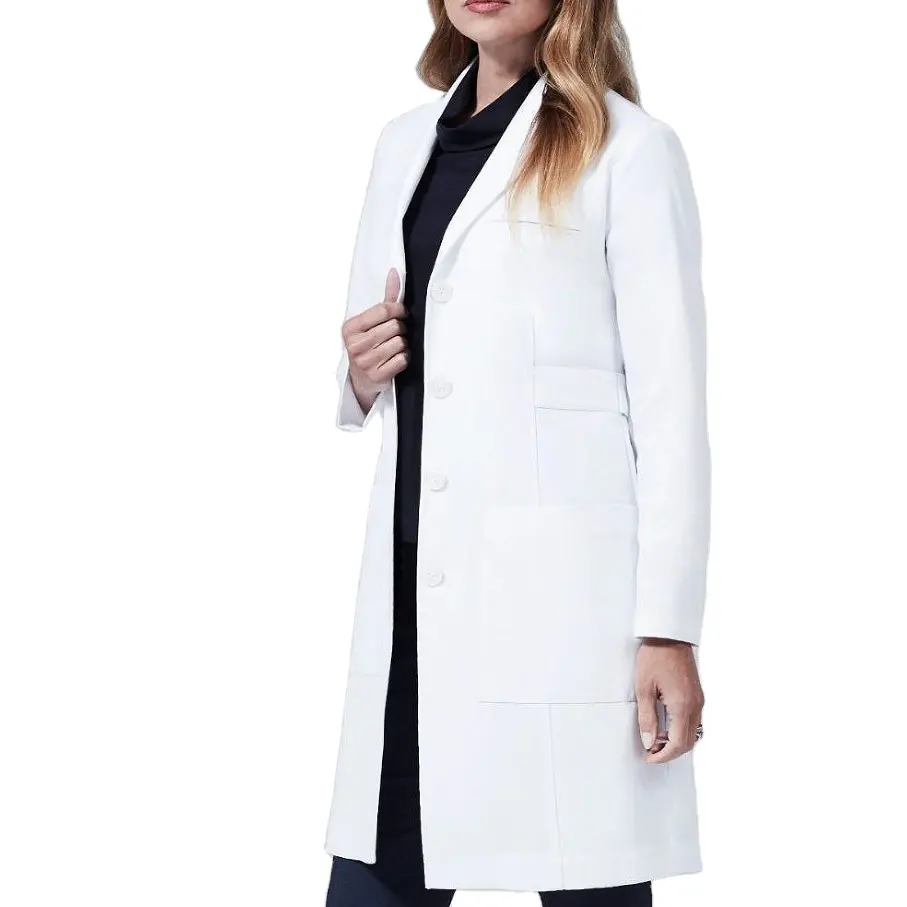 Özelleştirilebilir tasarımlar tıbbi hastane laboratuvar üniforma Dropshipping hemşire Lab Coats beyaz laboratuvar ceket kumaş