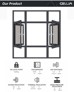 Puertas y Ventanas Abatibles de Aleación de Aluminio para Prevención de Huracanes en Filipinas, Vidrio Triple Aislante, Control de Insectos, Diseño Moderno para Hoteles - Product Image 4