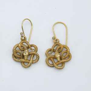 Boucles d'oreilles à la mode spirale serpent gothique Animal 18K plaqué or Tribal laiton bijoux goutte Dangle Style - Product Image 2