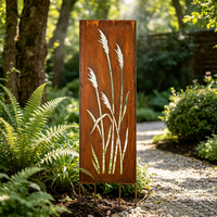 Panneaux de clôture de jardin rustiques en métal avec finition rouille naturelle pour la décoration de la cour, de la pelouse et du patio