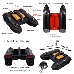 <span class=keywords><strong>Jabo</strong></span> 2 en 1 détecteur de poisson GPS pilote automatique 4 trémies d'appât RC bateau d'appât pour la pêche à la carpe avec télécommande - Product Image 2